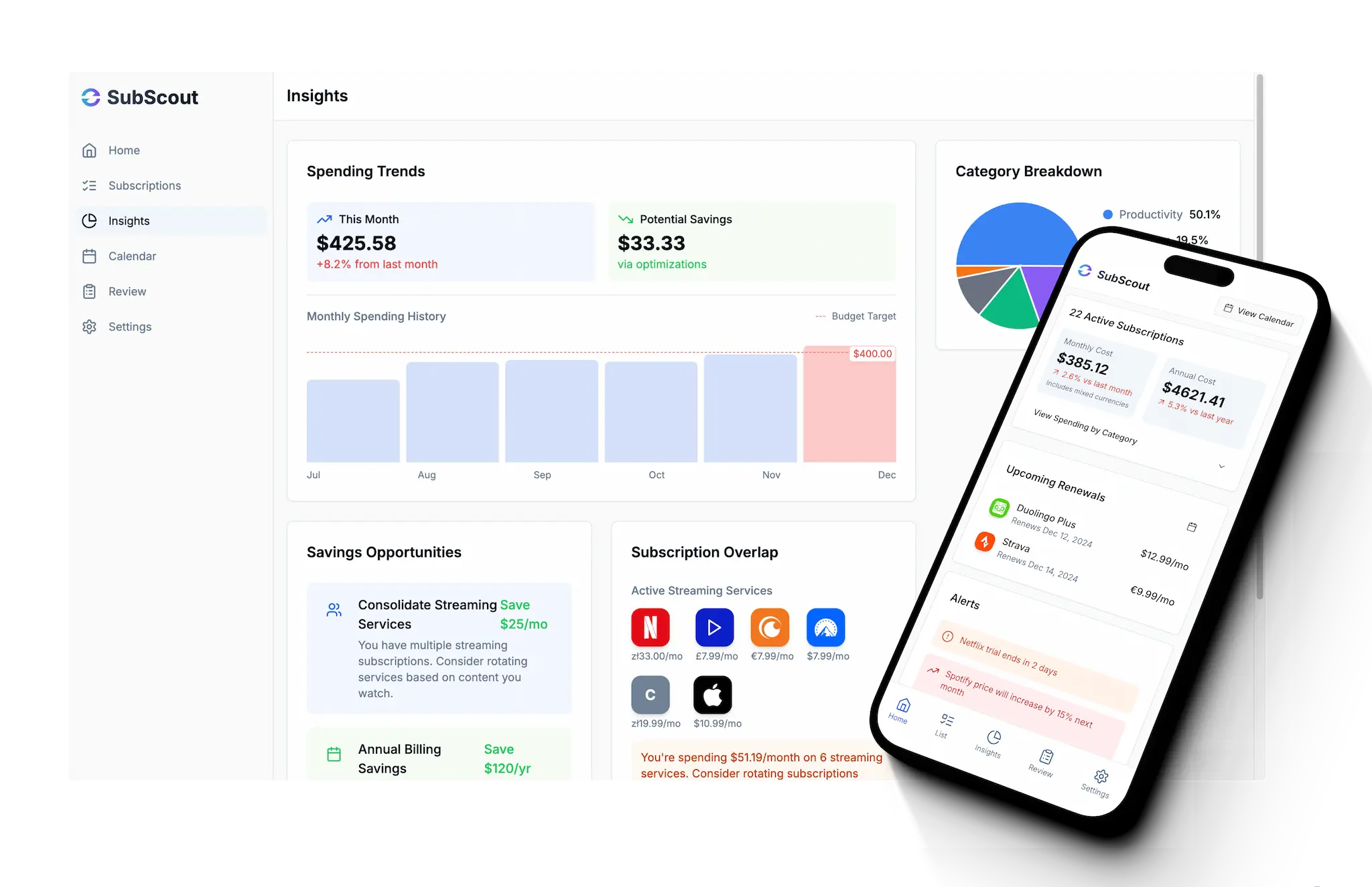 SubScout Desktop Dashboard